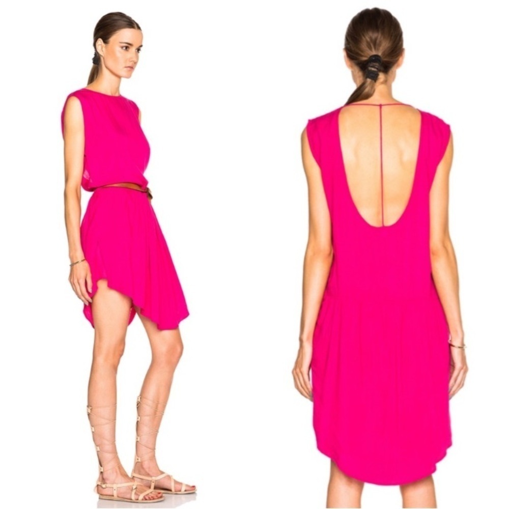 IRO Revolve Olivia Drop Waist Oversized T-Back Lightweight Dress in Fuchsia Pink